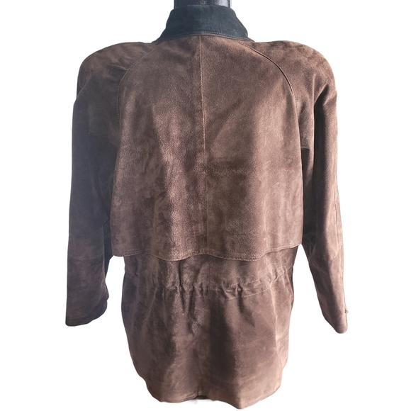 Smart Set Vintage 90's Brown Suede Mid Length Jacket M - Picture 6 of 8